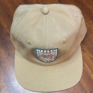 Prana Tan Adventure Patch Hat Unisex “Get lost to get found” NWOT
